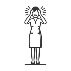 Woman Holding Her Head In Pain Illustration