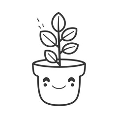 A Smiling Potted Plant With Five Leaves