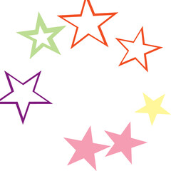 Object fountain organized from random sparcle star pictographs as fireworks.