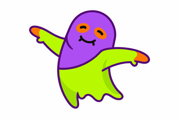 Vector Line Art Ghost Dabbing Icon - Halloween Illustration