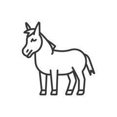 Line art illustration of a cartoon unicorn