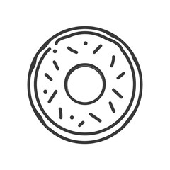 Fototapeta premium Hand Drawn Black and White Outline of a Sprinkled Donut