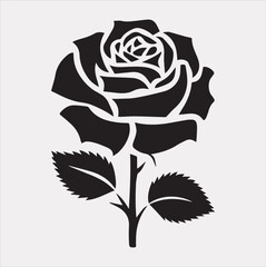 A rose logo icon silhouette vector on a white background