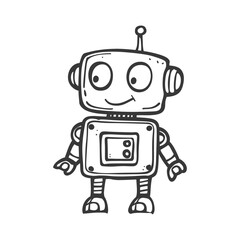 A Hand Drawn Illustration of a Smiling Robot