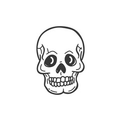 Hand drawn illustration of a smiling skull