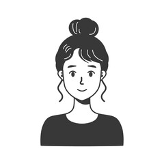 Simple Line Drawing of a Woman with Hair in a Bun