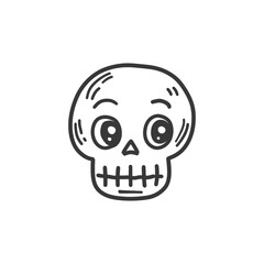 Fototapeta premium Hand drawn sketch of a cute cartoon skull with large eyes