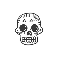 Fototapeta premium Hand Drawn Cartoon Skull with Big Eyes and Teeth