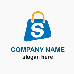 Initial s Letter with Shopping Bag Icon for Online Shop, Online Store Logo Idea Vector Template