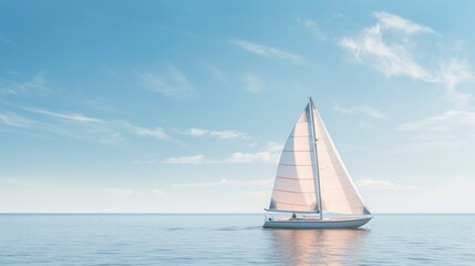 Fototapeta premium Sailing yacht in the sea at sunset.