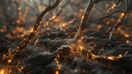 Abstract background with glowing lines and bokeh effect.