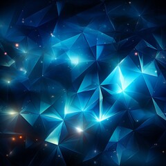 Abstract Blue Geometric Pattern with Glowing Lights