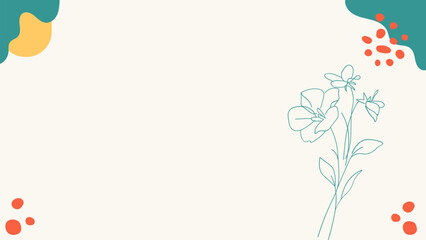 frame with flowers and butterflies. white background with a drawing of a flower abstract floral background with hand drawn elements