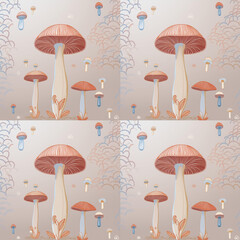 seamless pattern with mushrooms