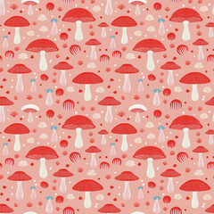seamless pattern with mushrooms