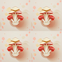 Japanese style seamless pattern, mushrooms