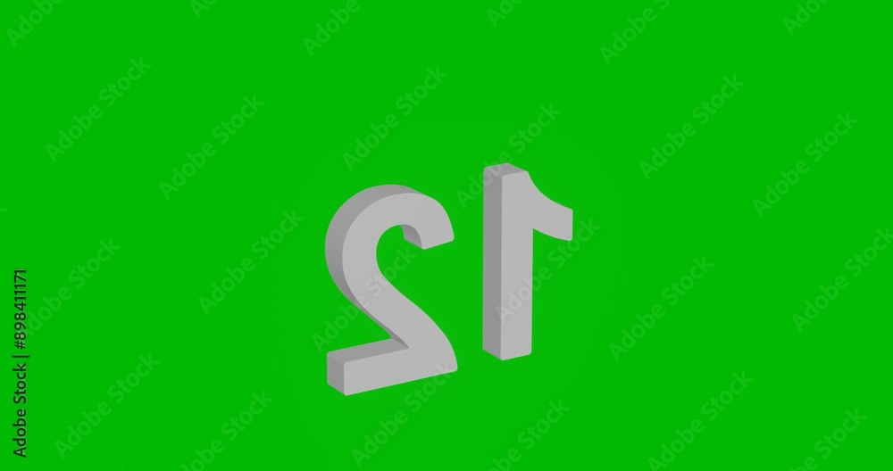Poster animation of rotation of a white twelve number with shadow. simple and complex rotation. seamless lo