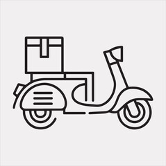 Scooter motor Courier line Art silhouette vector on white background