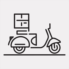 Scooter motor Courier line Art silhouette vector on white background