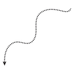 Curved dotted arrow. Zigzag arrow stripes design with dotted lines. Vector . EPS 10/AI