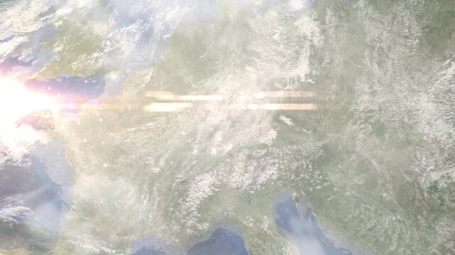 Earth zoom in from space and focus on Esslingen am Neckar, Germany. Background for travel intro or blog. Satellite view. 3D style Animation. Images from NASA.