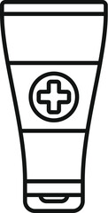 Simple line drawing of a tube, containing medical cream and showing the healthcare concept