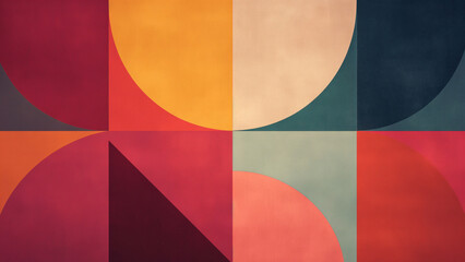 Colorful Geometric Abstract Art With Circular and Rectangular Shapes in Warm Tones Perfect For Modern Wall Decor and Design Inspiration