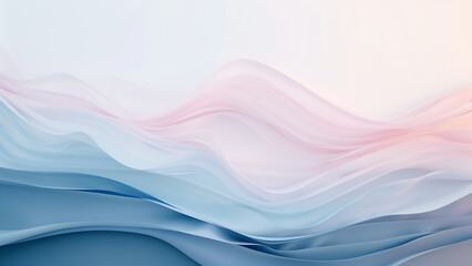 Fototapeta premium Abstract Organic Flowing Layers Soft Blue Pink Tones Delicate Pastel Wave Patterns Serene Fluid Design Contemporary Digital Art Modern Decor Minimalist Background Gentle Gradient Shades 8k Wallpaper