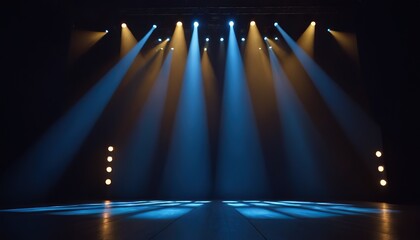 Illuminate spotlights empty stage blue background.8