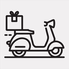 Obraz premium Scooter motor Courier line Art silhouette vector on white background