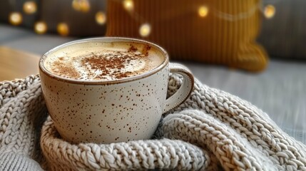 A warm cup of coffee on a chilly morning