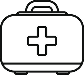 This simple first aid kit icon represents medical equipment and emergency preparedness