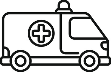 Simple line icon of an ambulance transporting a patient to the hospital for emergency medical care