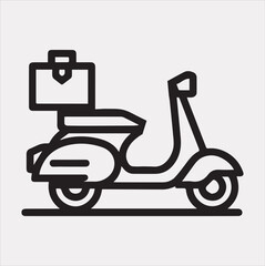 Scooter motor Courier line Art silhouette vector on white background