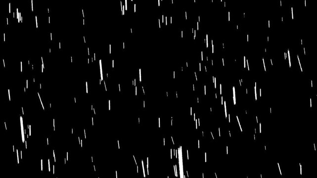 hand drawn rain animation effect, 2d animated rain falling on a black background, cel traditional animation doodle