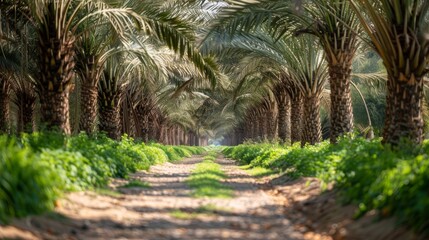 Obraz premium dates tree in farm pic from between the tree dates green leafs 