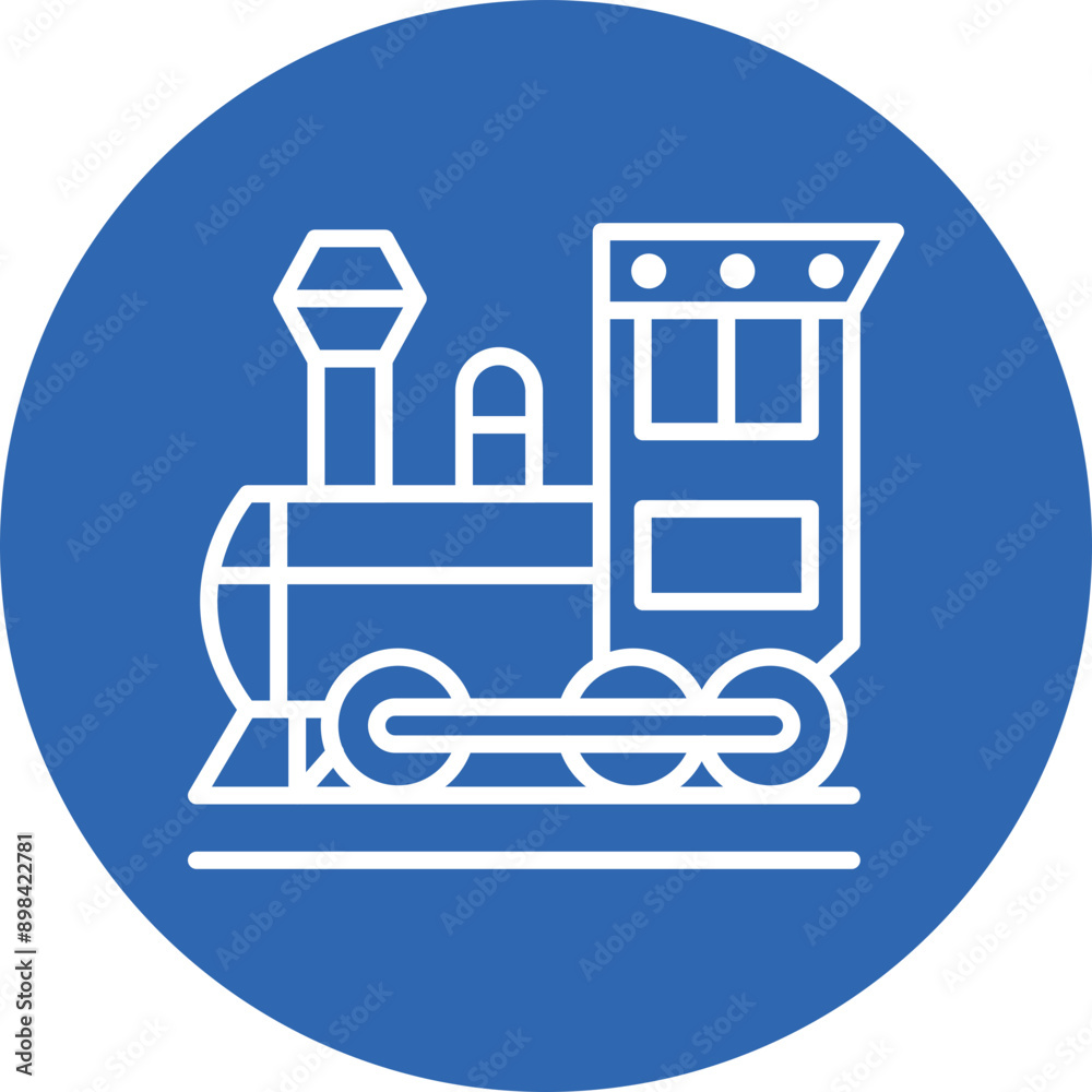 Wall mural train engine line circle icon