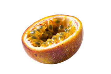 sliced passion fruit isolated white background