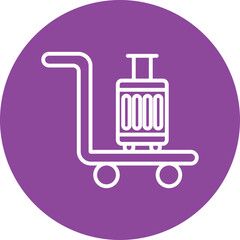 Luggage Cart line circle icon