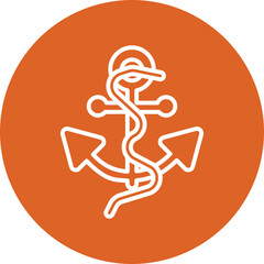 Ship Anchor line circle icon