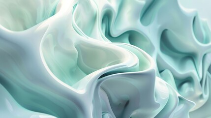 Obraz premium Abstract background forming by green and white wavy shapes