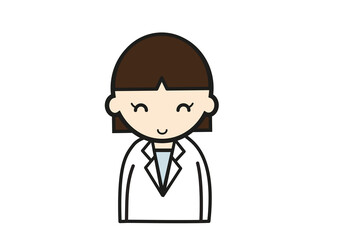 笑顔の白衣姿の若い女性