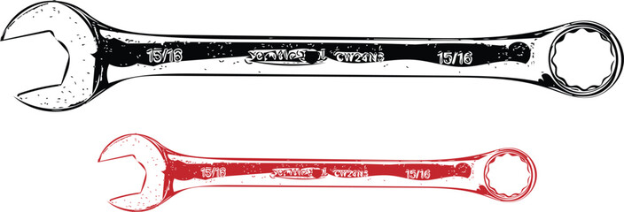 Combination Wrench vector art in white isolated background