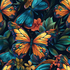 Butterflies and flowers and the sky