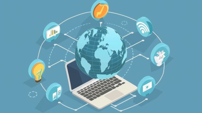 global communication concept shopping concept showwing the golabl conection bettwin the internet and the saller and the buyer all in conection by the intrnet 