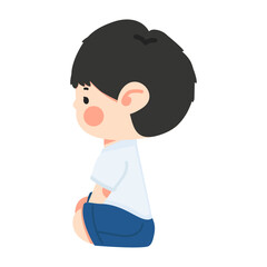 Side View  kid Sitting on Floor