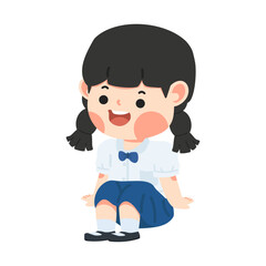 Kid is sitting on the floor