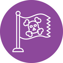Pirate Flagpole line circle icon