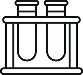 Two test tubes standing in a test tube rack being used for an experiment by a scientist in a laboratory