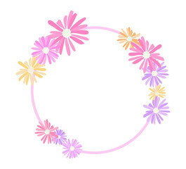 colorful daisy floral frame banner isolated on transparency background